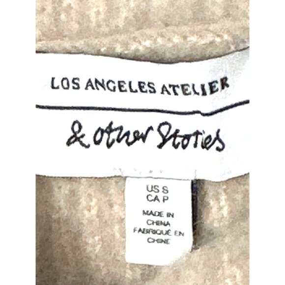 & Other Stories Beige Size Small Ribbed Alpaca Blend Crop Top Turtleneck Sweater - Picture 5 of 10